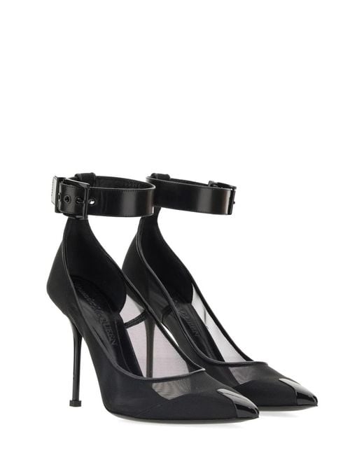 McQueen Black Punk Pumps With Strap