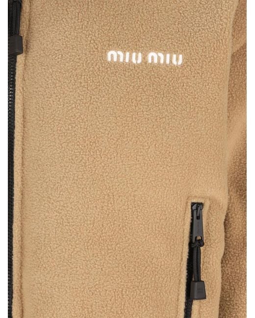 Miu Miu Natural Cropped Fleece Jacket
