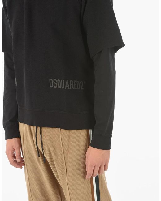DSquared² Black Cool Fit Double Layer Logo Sweatshirt for men