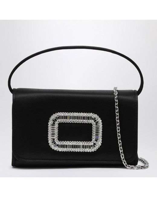 Roger Vivier Black Satin Micro Pilgrim Bag
