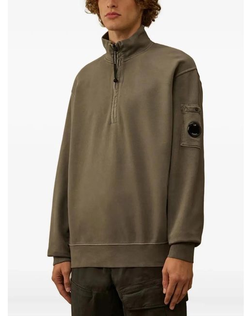 C P Company Green C.P.Company Half Zip Sweatshirt With Lens Pocket for men