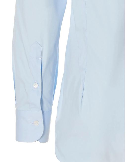 Barba Napoli Blue Poplin Shirt for men