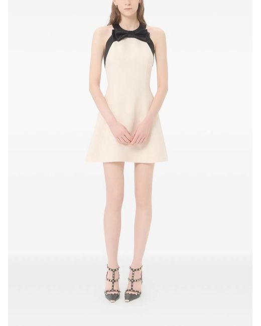 Valentino Natural Wool And Silk Blend Mini Dress