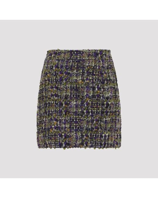 Saint Laurent Gray Kaki Verttweed Mini Skirt