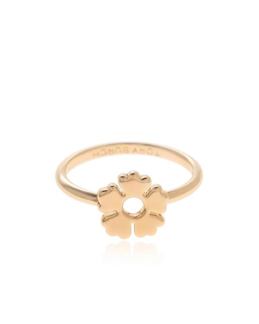 Tory Burch White Clover Logo Set Of Three Rings