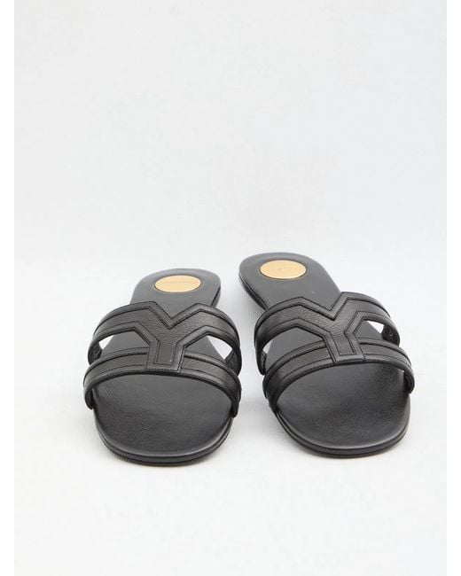 Saint Laurent White Mabrouka Leather Sandals
