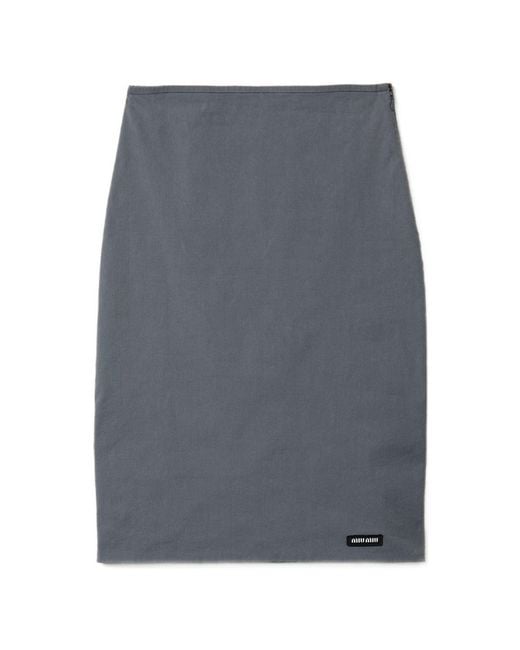 Miu Miu Gray Stretch Poplin Skirt