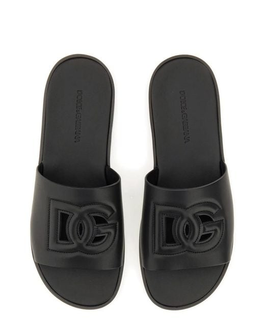 Dolce & Gabbana Black Dolce & Gabbana Sandal With Logo for men