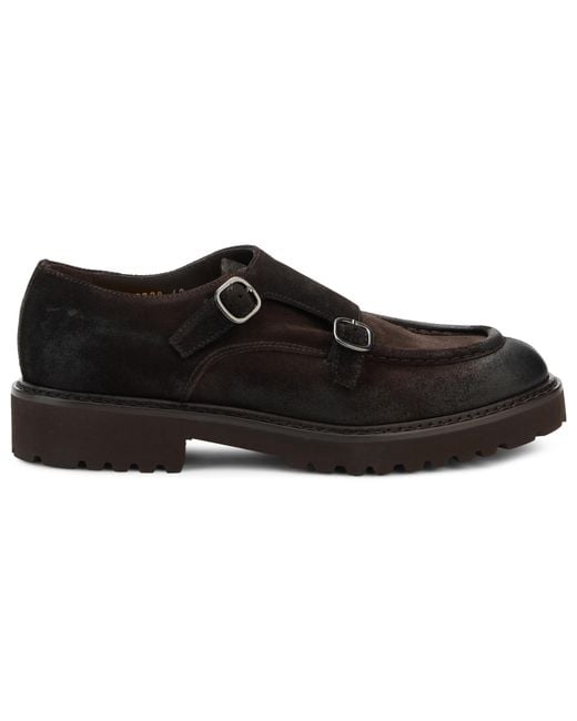Doucal's Black Leather Moccasins for men