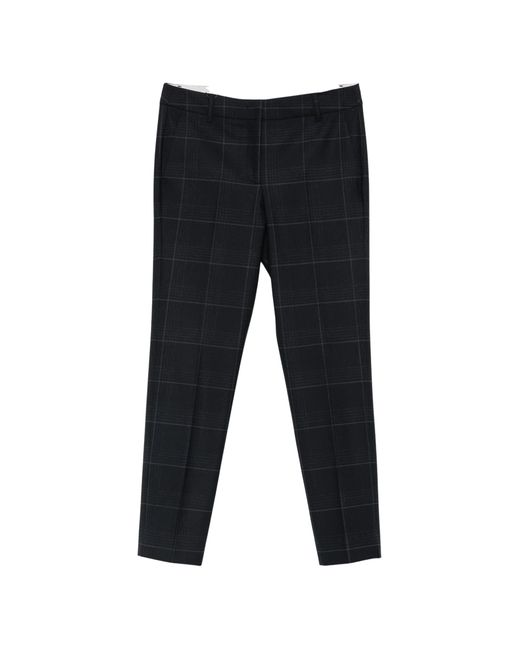 Marella Black Check-Pattern Slim-Fit Trousers