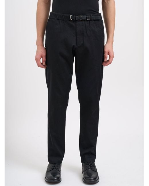 White Sand Black Stretch Cotton Trousers for men