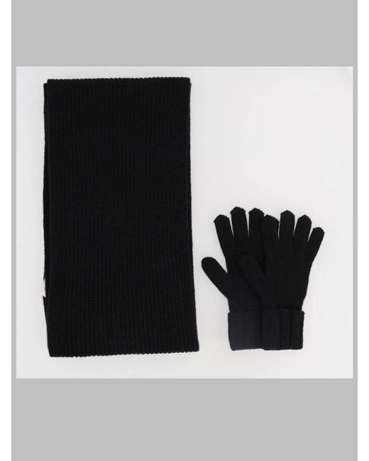Moncler Black Set Sciarpa E Guanto Tricot