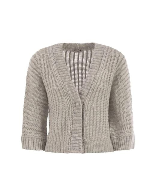 Peserico Multicolor Wool And Alpaca Mesh Cardigan