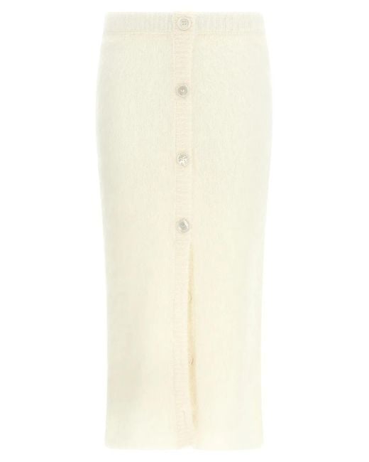 Alessandra Rich Natural 'Carded Mohair' Skirt