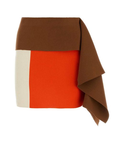 Fendi Orange Wool Mini Skirt