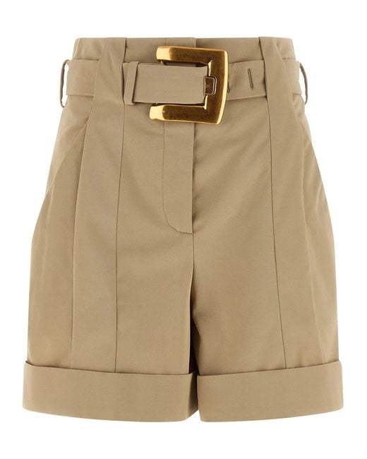 Balmain Natural 'Anthem' Buckle Shorts