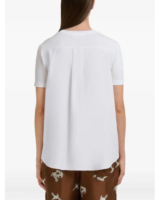 Marni White Cotton T-Shirt With Embroidered Logo