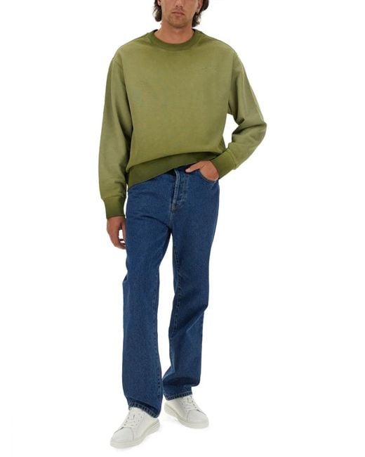 MSGM Green Washed Out Jersey Sweatshirt for men
