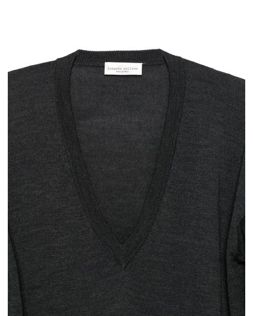 Roberto Collina Black Pullover Con Scollo A V