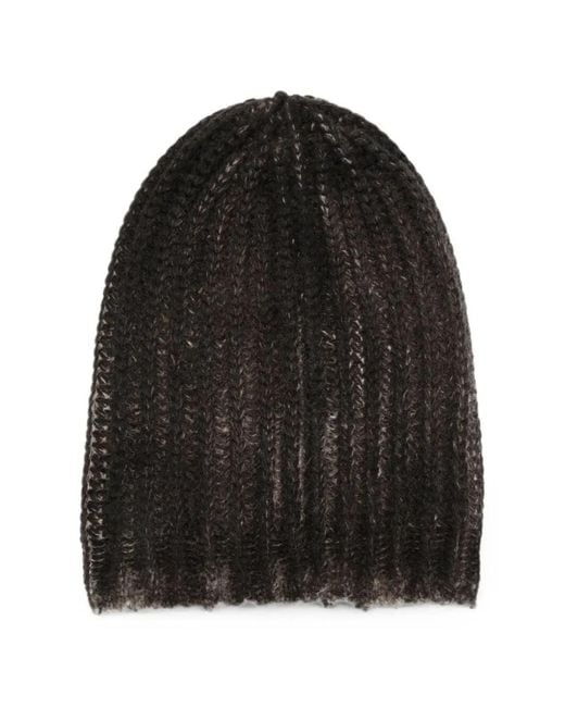 Avant Toi Black Hand Painted Corn Cob Stitch Hat With Destroyed Edges for men