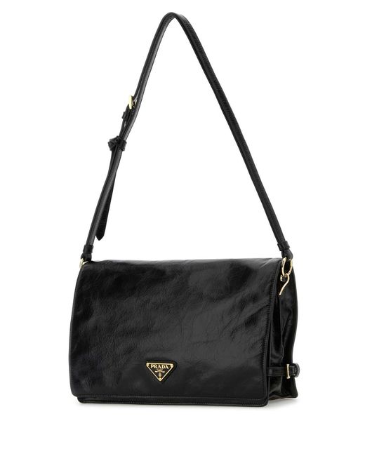 Prada Black Leather Medium Shoulder Bag