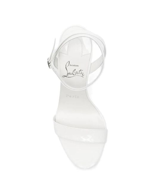 Christian Louboutin White Zeezeenella Patent Leather Sandals