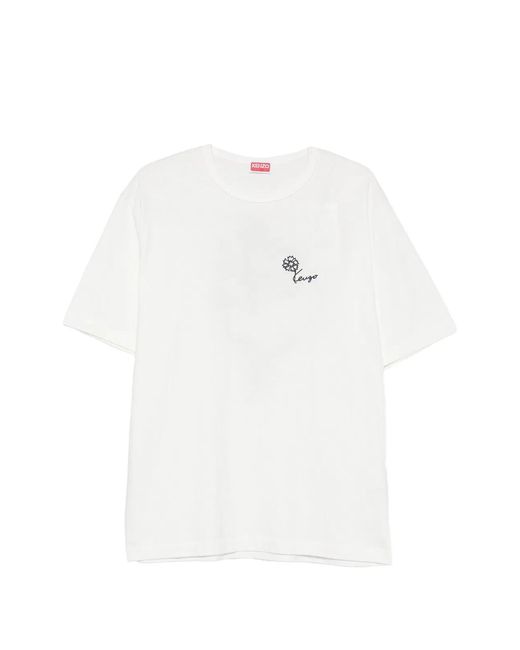 KENZO White Floral-Print T-Shirt for men