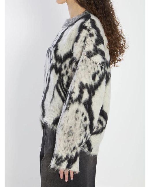The Attico Gray Python-Print Sweater