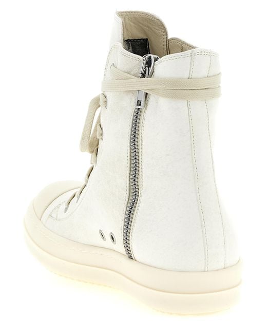 Rick Owens Natural Lamb Leather High Top Sneakers for men