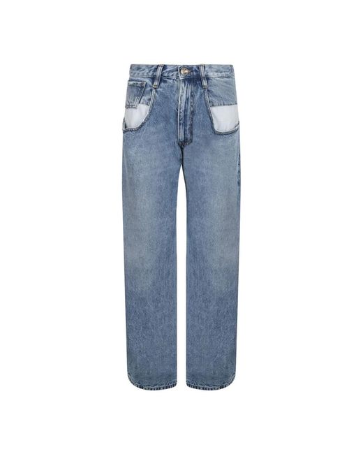 Maison Margiela Blue Straight Jeans With Contrasted Pockets