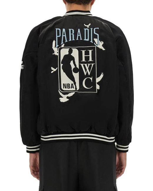 3.PARADIS Black Varsity Jacket for men
