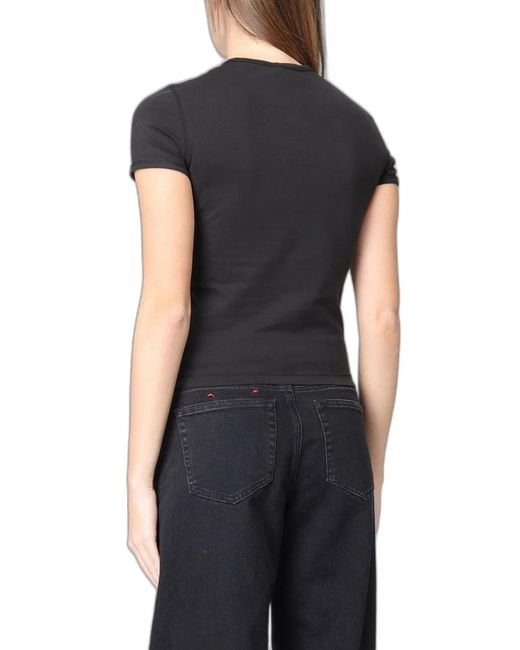 DIESEL Black Slim T-Shirt With Metallic Oval D