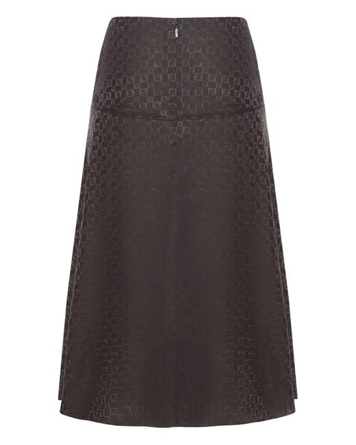 Fendi Gray Ff Jacquard Silk Skirt