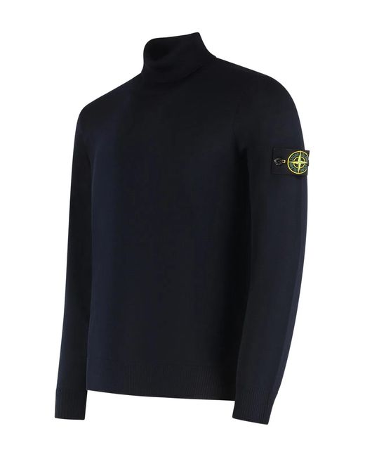 Stone Island Blue Sweater With Turtleneck for men