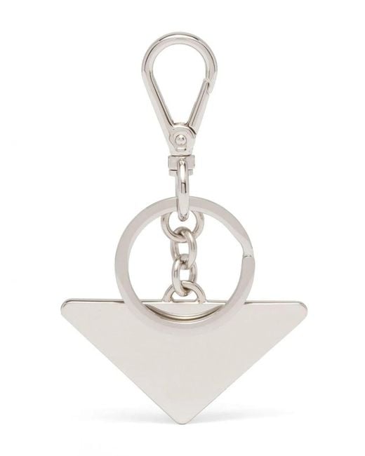 Prada White Metal Key Ring for men