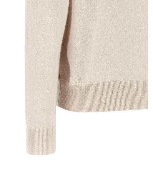 Ballantyne White 'New Diamond' Turtleneck Sweater With Diamond Intarsia