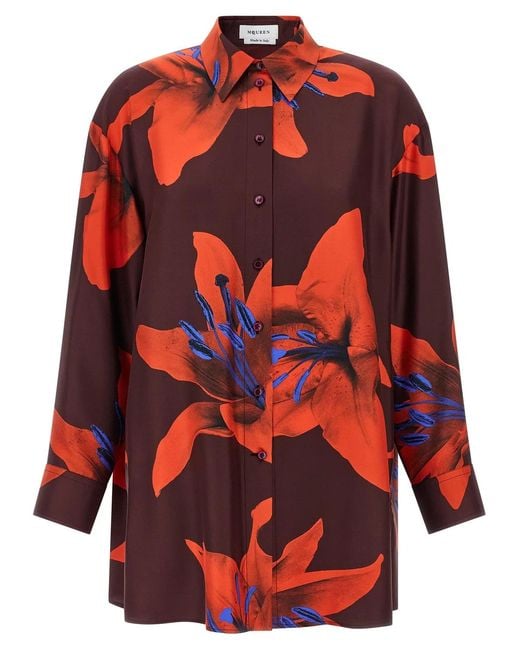 McQueen Red 'Flame Lily' Shirt