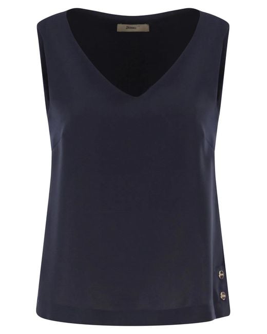 Herno Blue V-Neck Top