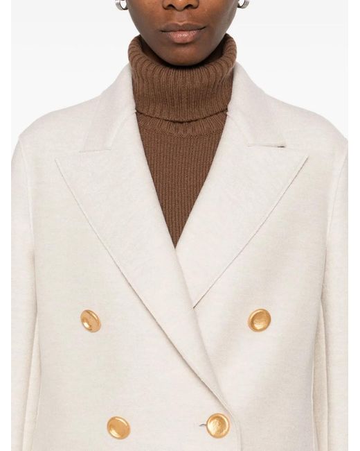 Harris Wharf London White Wool Double-Breasted Coat