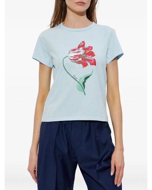 KENZO Blue Tulip Cotton T-Shirt