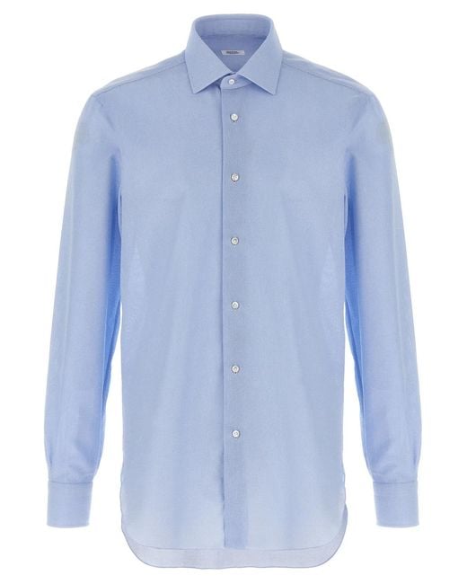 Barba Napoli Blue Honeycomb Shirt for men