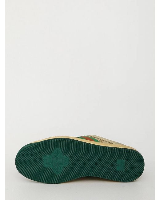 Gucci Green Multicolour Leather Screener Sneakers for men