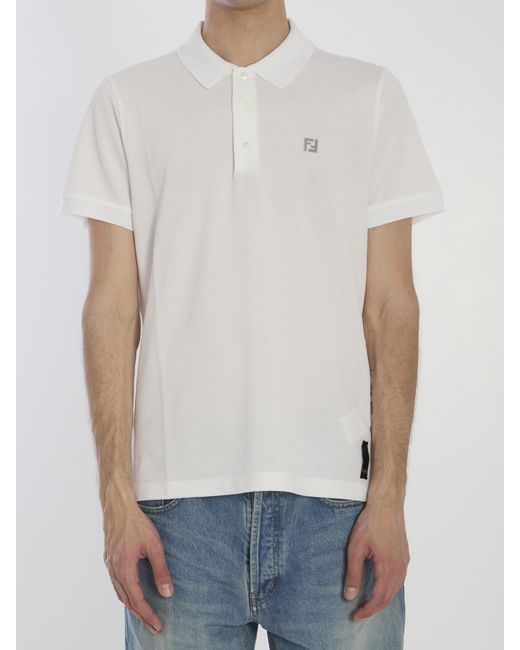 Fendi White Polo With Logo for men