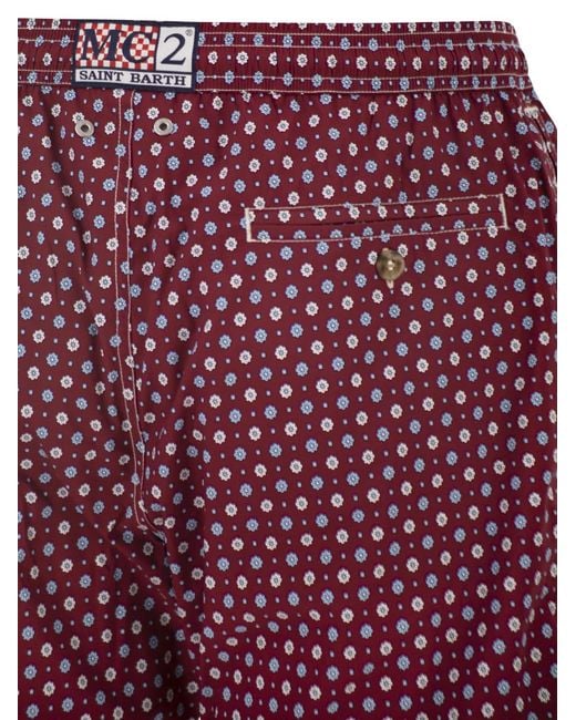 Mc2 Saint Barth Red Micro-Print Swimsuit for men