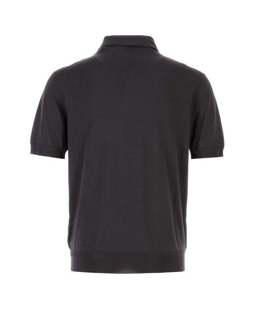 Prada Black Dark Silk Polo Shirt for men