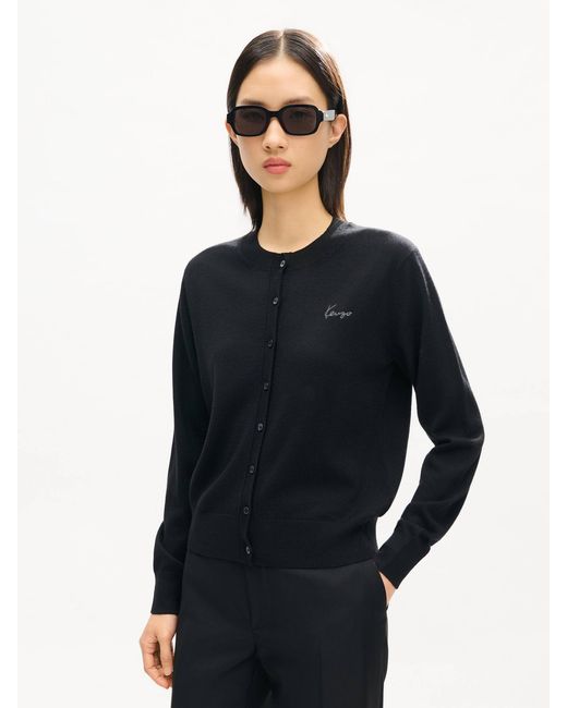 KENZO Black Signature' Embroidered Cardigan