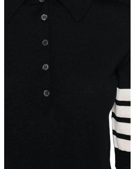 Thom Browne Black Wool Polo Shirt