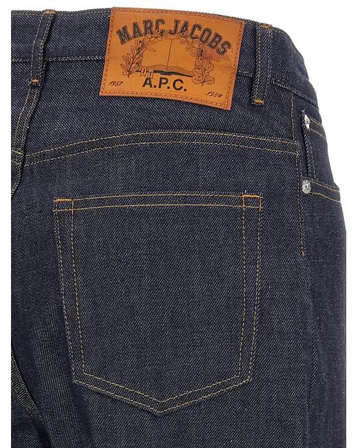A.P.C. Blue Wide-Leg Rigid Denim Jeans With Contrast Stitching