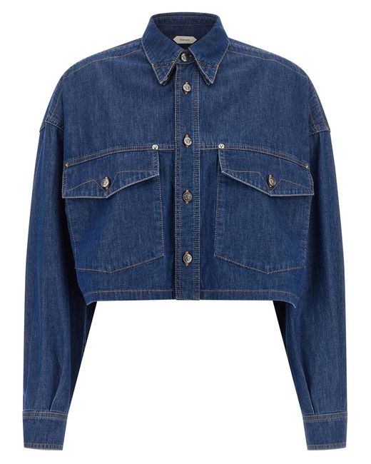 Versace Blue Cropped Shirt