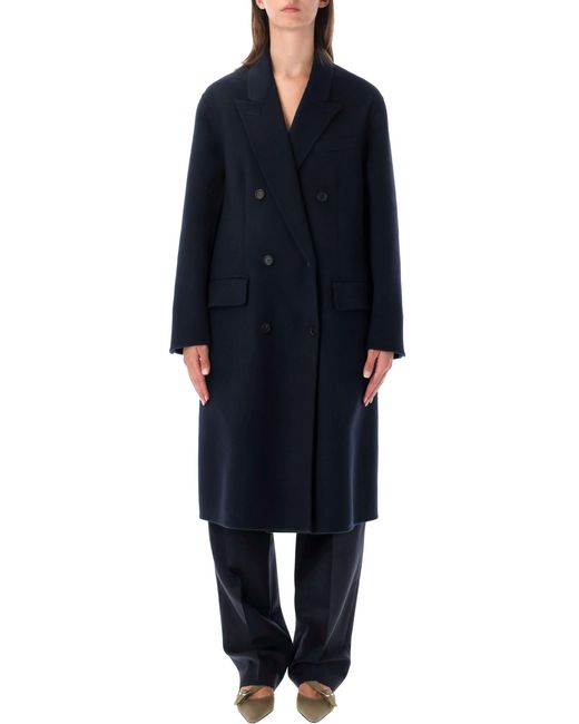 Prada Blue Double-Breasted Wool Cashmere Coat